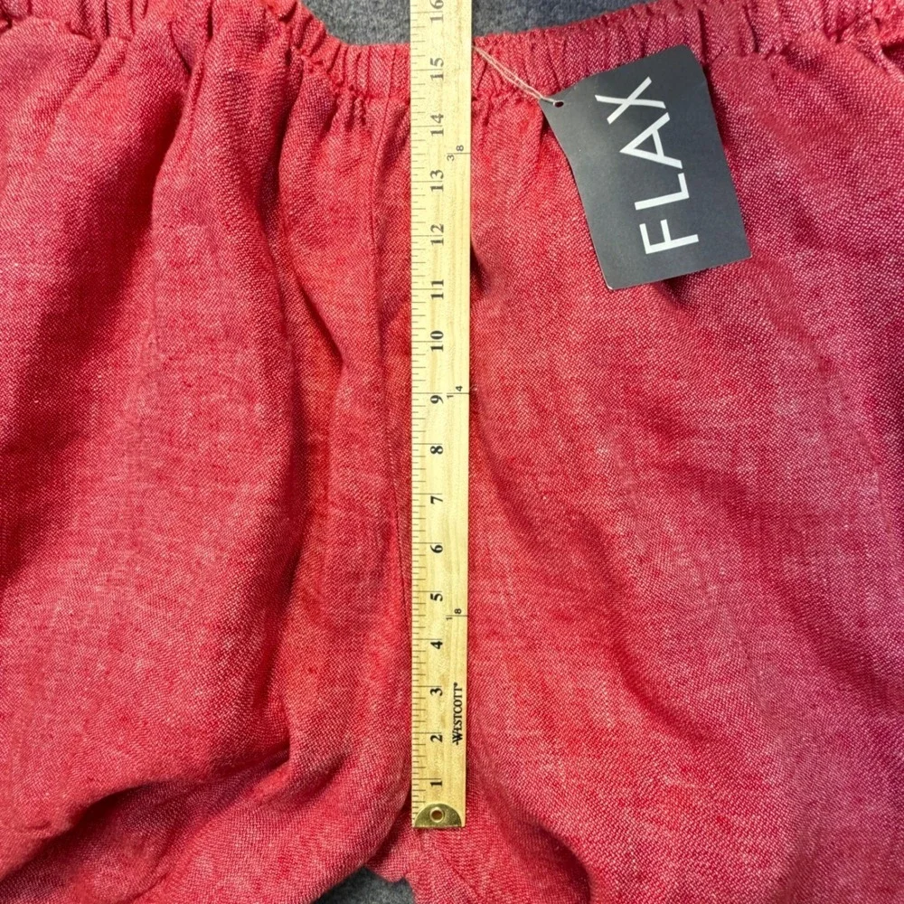 FLAX Red Linen Wide Leg Cropped Pants 3G NWT Lagenlook - Picture 6 of 7